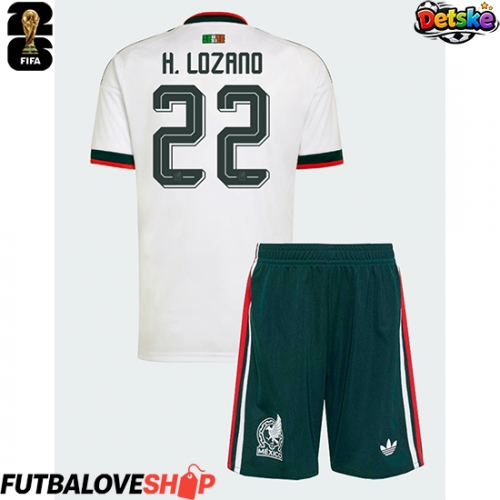 Dres Mexiko Hirving Lozano #22 Preč pre deti MS 2026 Krátky Rukáv (+ trenírky)